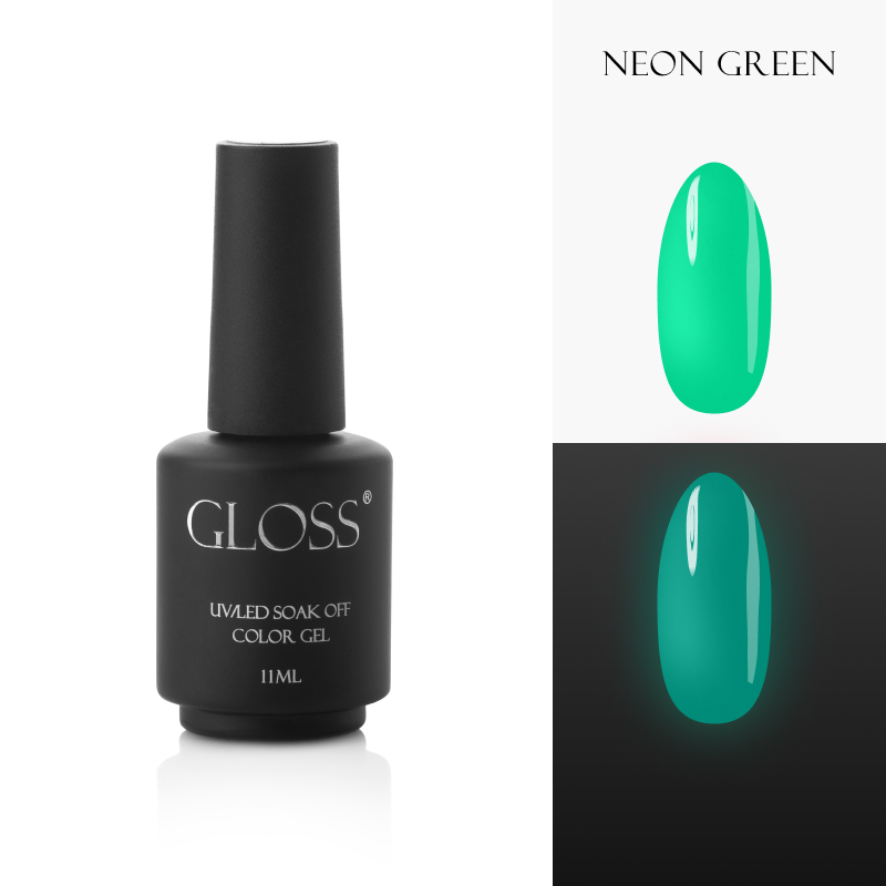 Luminescent gel polish Neon Green Elf, 11 ml